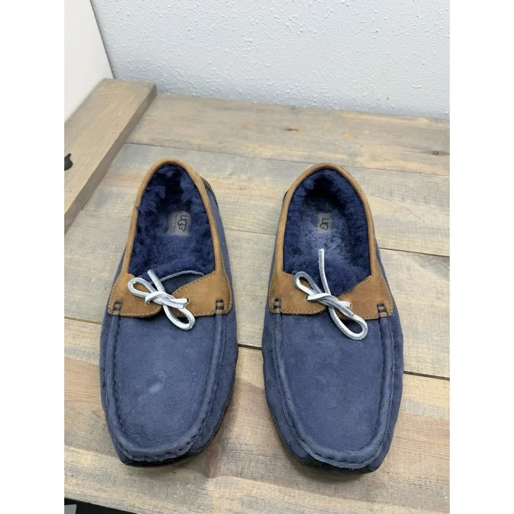 UGG Men's‎ Australia sz 10 Moccasin/Loafers Blue Suede Shearling Slippers shoes